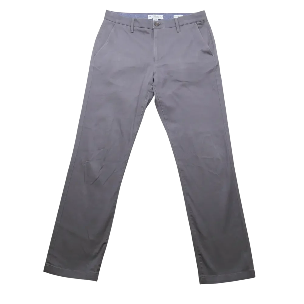 Nick Graham Pants Mens 32x32 Stretch Modern Fit Gray Chinos Business Casual